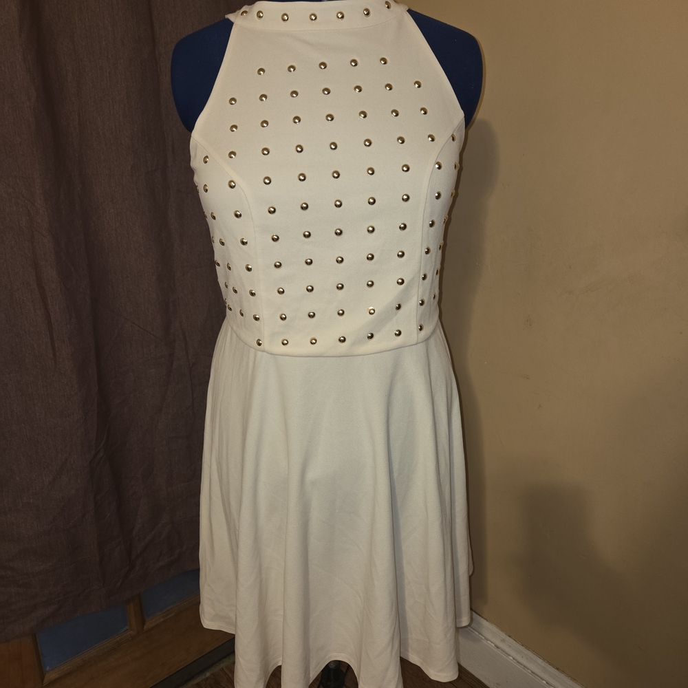 Ashley Stewart White Studded Mini Dress